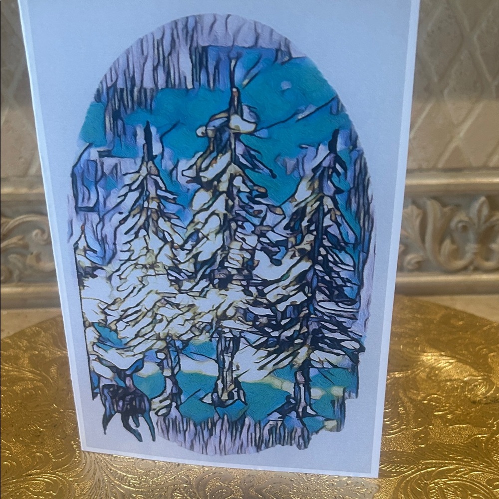 NEW Handcrafted Winter Forest Greeting Card WARM WISHES